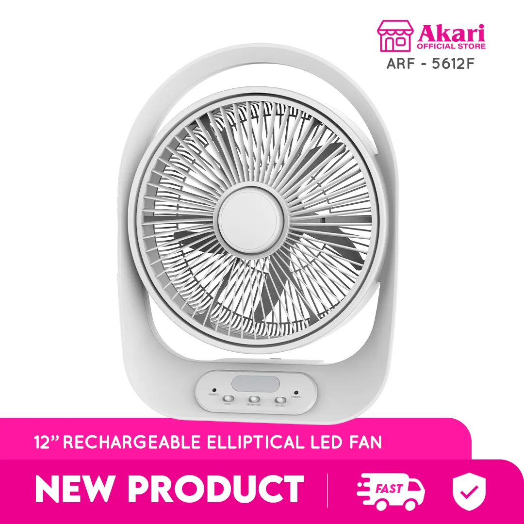 Akari 12 Rechargeable Eliptical Led Fan w/ 15W LED ARF-5612F