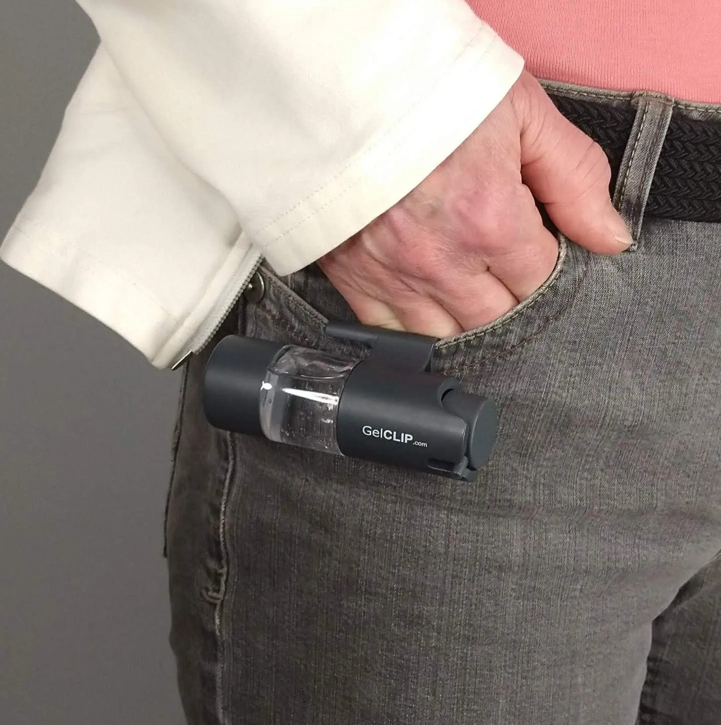 Gelclip Wearable, Refillable, Personal Hand Sanitizer Dispenser, Clip On, One Hand Operation