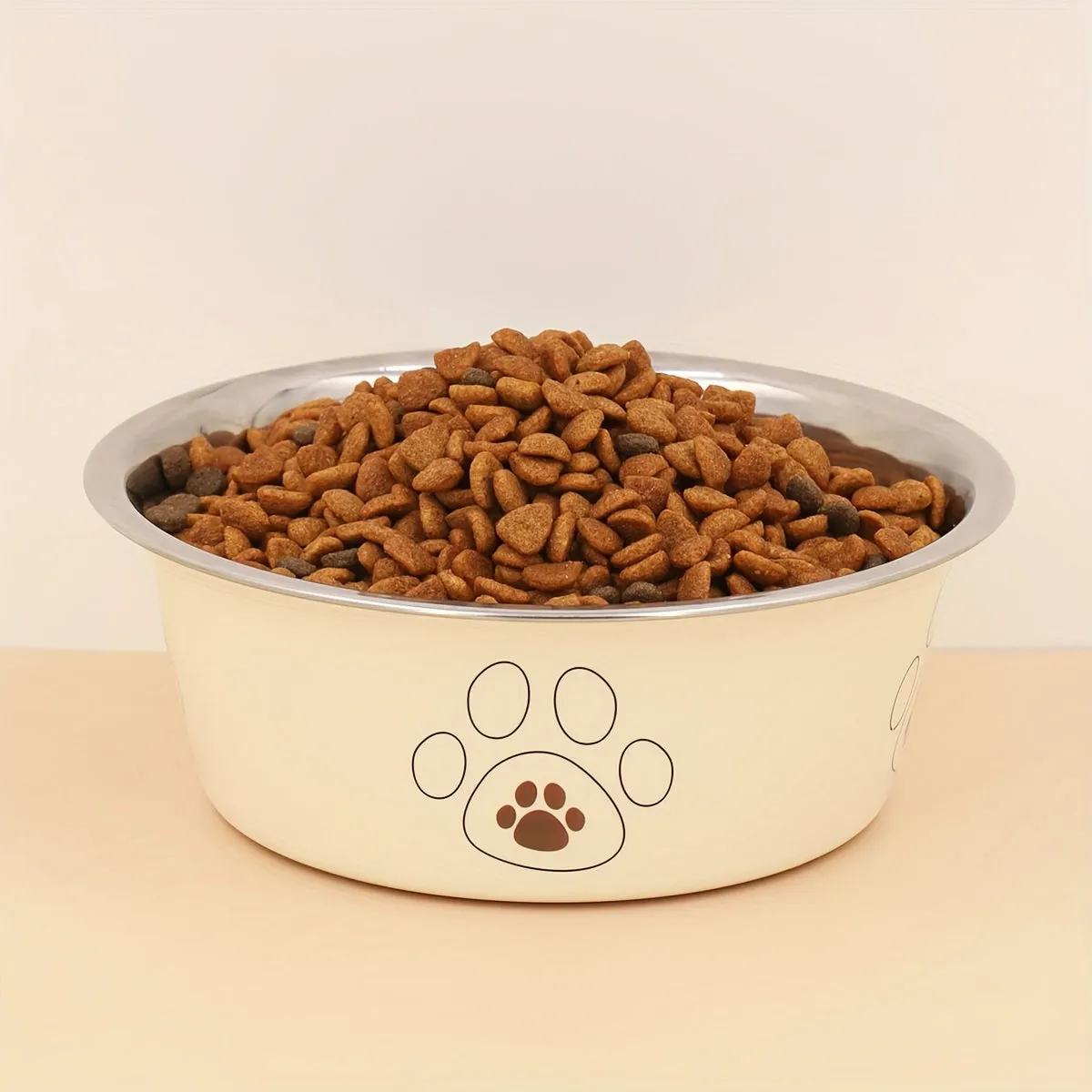Sturdy NonSlip Dog Bowl with Paw Prints