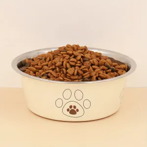 Sturdy NonSlip Dog Bowl with Paw Prints