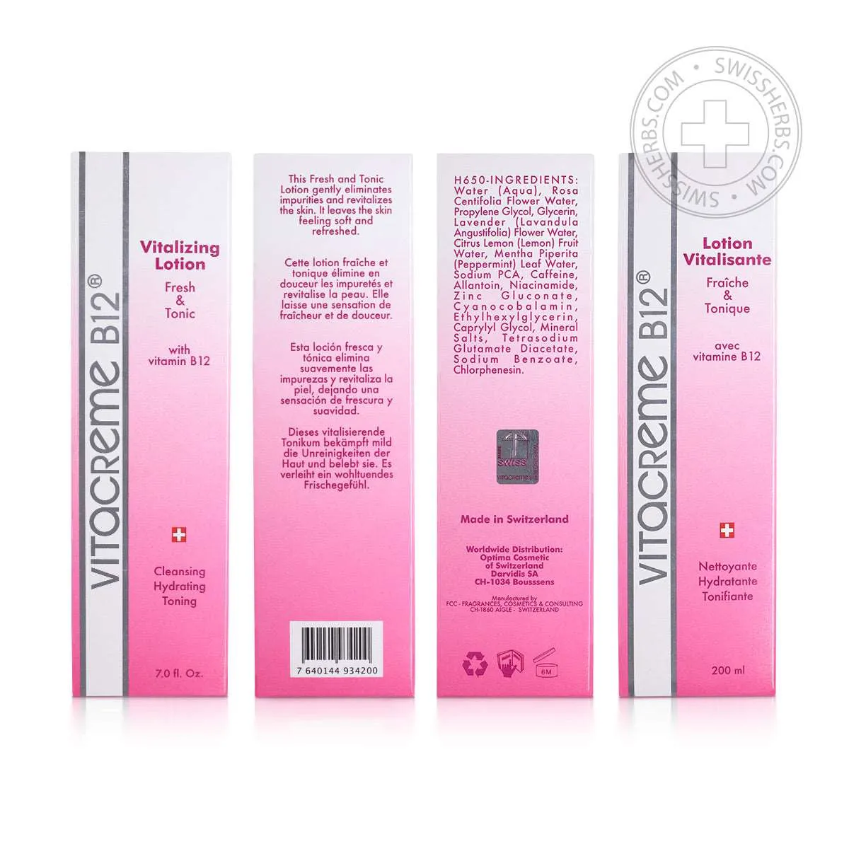 Vitacreme B12 cleansing and toning lotion for neck and face, 200 ml.